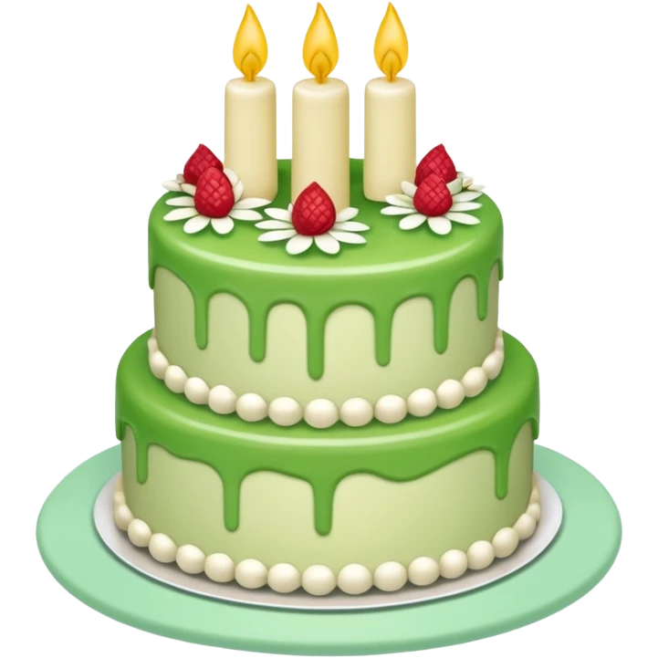 Gâteau 3 étages glaçage vert emoji