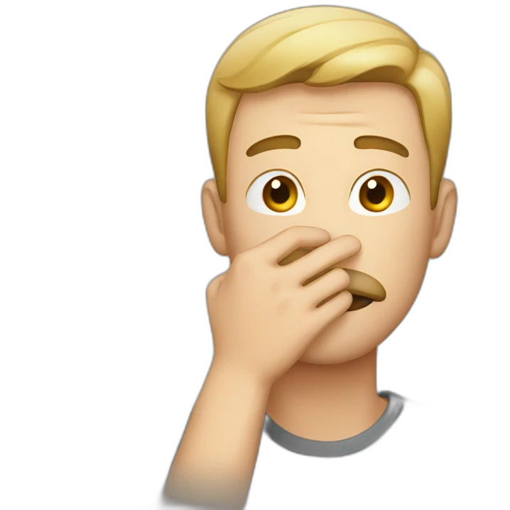 man covering mouth with hand emoji