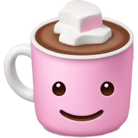 hot chocolate with pink marshmallow emoji