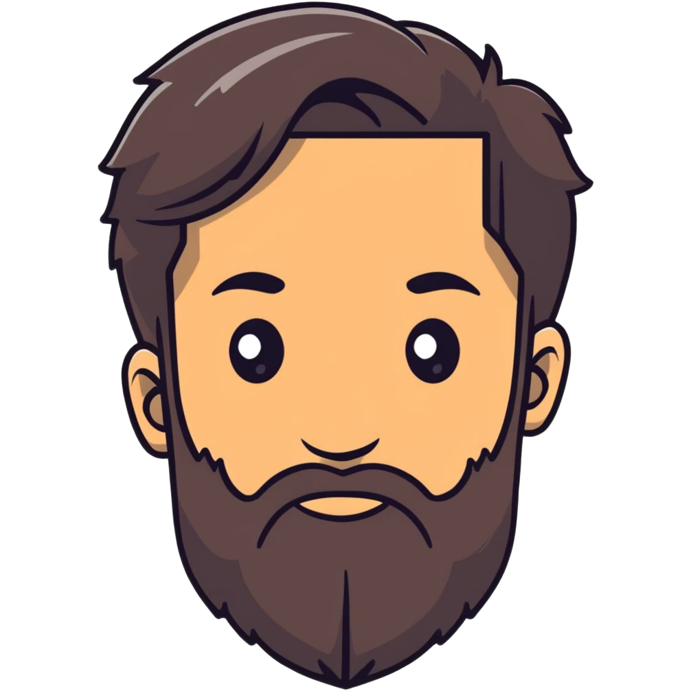 hombre con barba y pelo lacio emoji