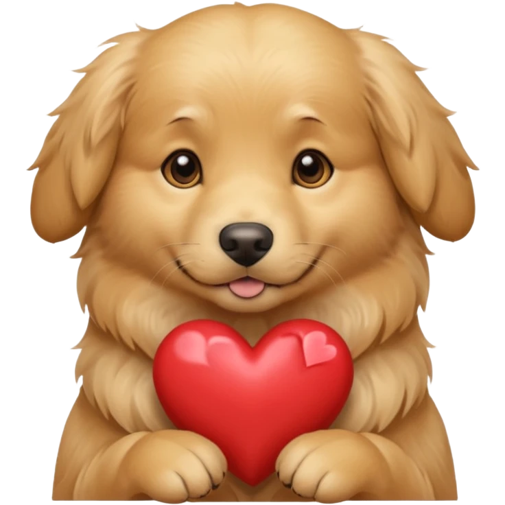 A dog holding a heart (modelled after a Golden Retriever) emoji