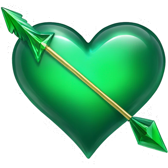 heart pierced emerald green with an arrow, glass effect emoji