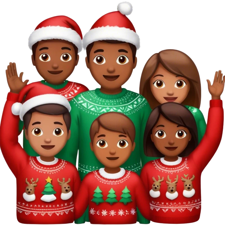 Black family having Christmas together emoji