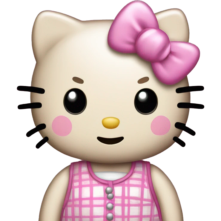Hello kitty in pink plaid dress emoji