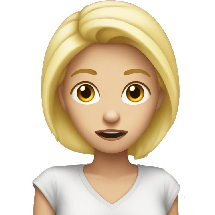 Nail biting female blonde nervous  emoji