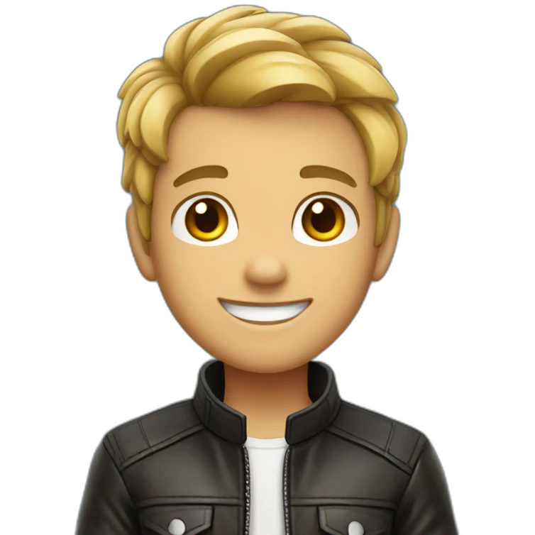 smiling boy in leather jacket emoji