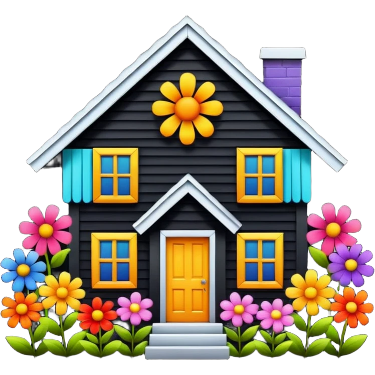 black house made of flowers emoji