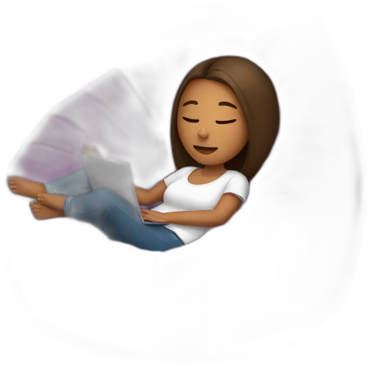 relaxed girl in a bean bag chair resting emoji