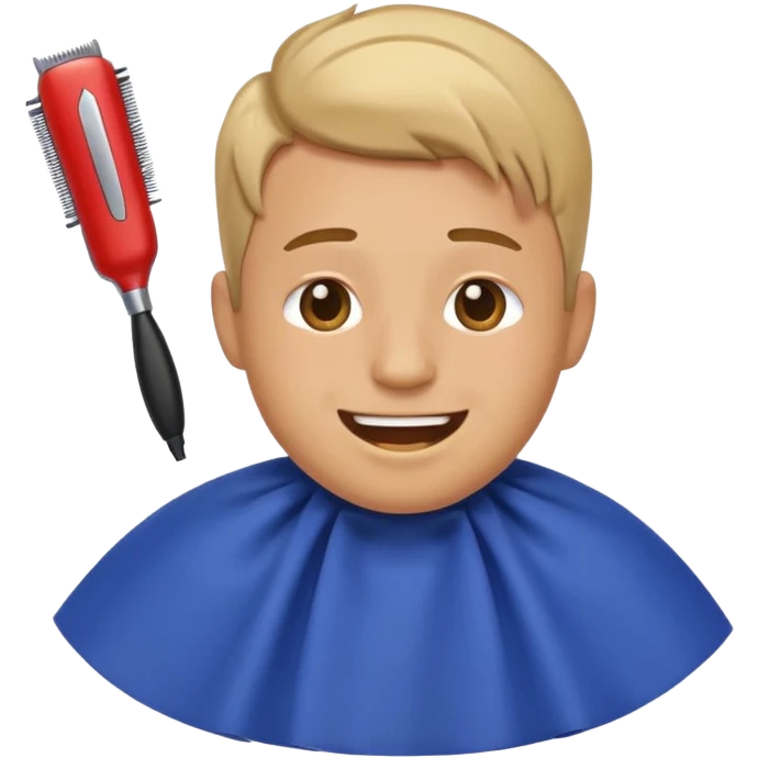 Facebook style laughing emoji getting a haircut emoji