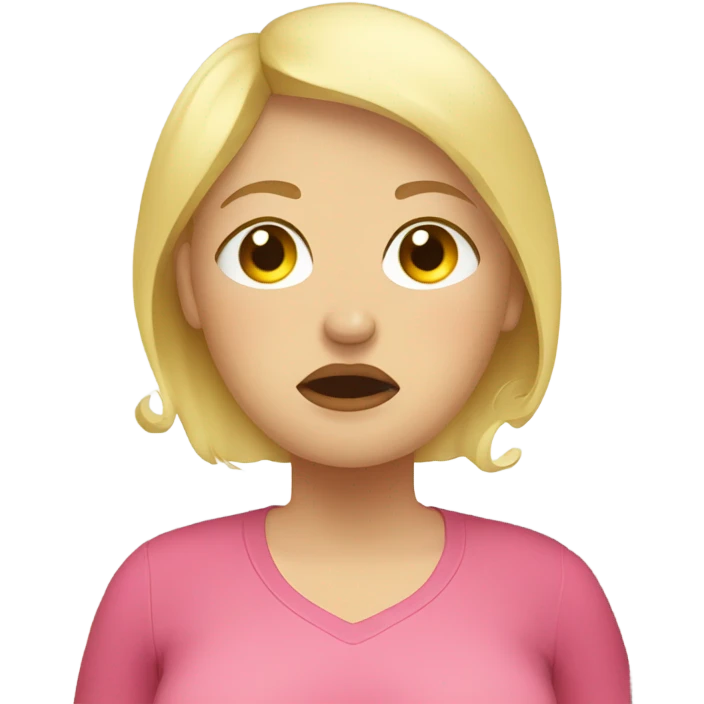 overweight blondie woman at mirror crying emoji