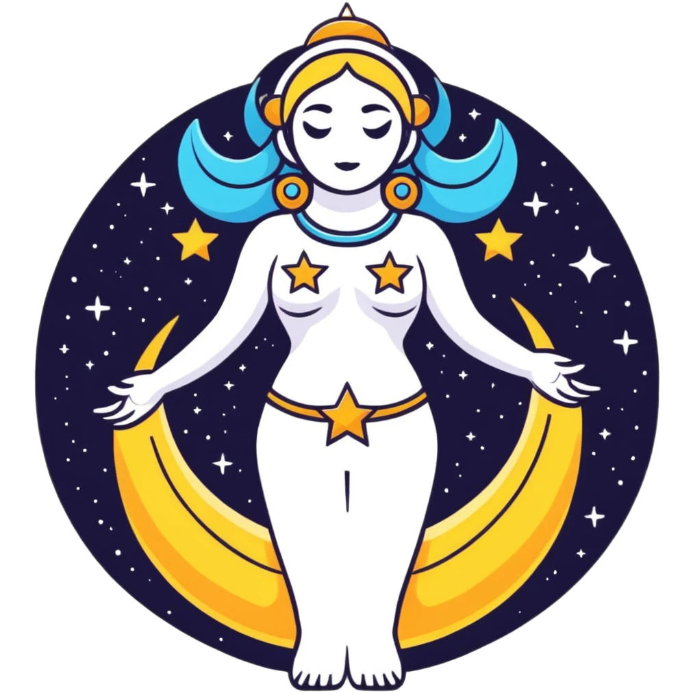 fullbody universe goddess with cosmic elements and stars emoji