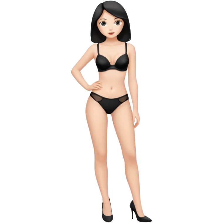 A beautiful  girl with full body wearing  bra penty  and heals emoji