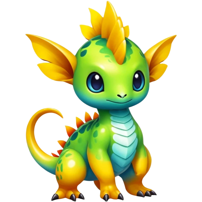 Exotic tropical shiny rare epic cute Fakémon-creature, full body, with random markings emoji
