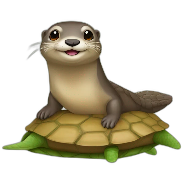 Loutre sur une tortue emoji