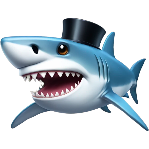 Shark with a top hat emoji