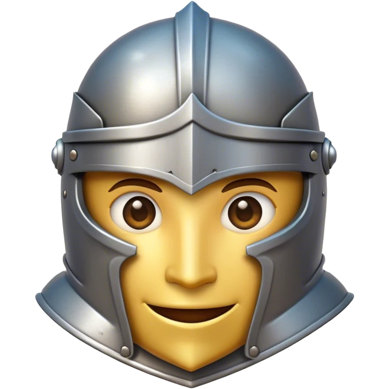 Clash of Clans aesthetic Playful Knight Portrait Emoji, Head tilted with a subtle, cheeky smile peeking from beneath an open helm, showcasing a compact, stylized armored build with bright, expressive eyes in natural skin tone, Simplified yet irresistibly charming features, highly detailed, glowing with a warm, inviting metallic glow, high shine, spirited and approachable, stylized with an air of whimsical chivalry, soft glowing outline, capturing the essence of a playful knight exuding friendly valor! emoji