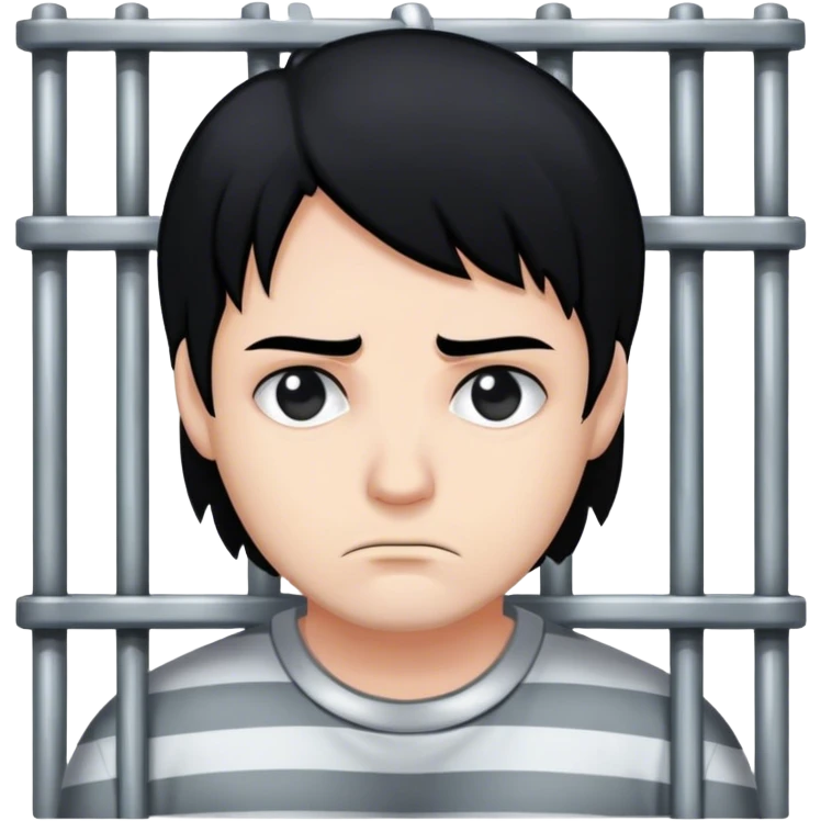 white black heared prisoner in a jail. emoji