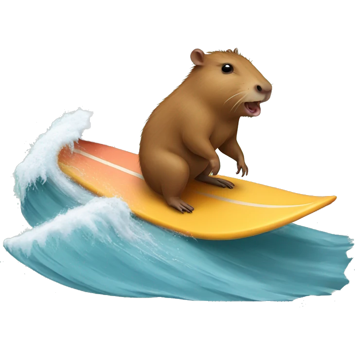 capybara surfing with a rat on its back emoji
