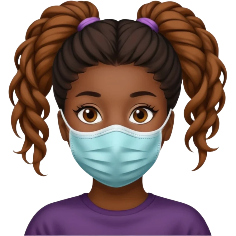 bun haired black woman with covid mask emoji