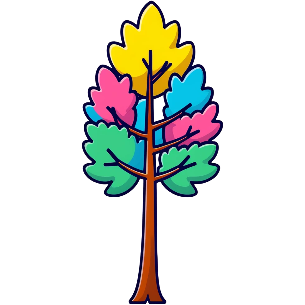 colorful fluffy Truffula tree from The Lorax with bright tuft on top and tall thin trunk emoji