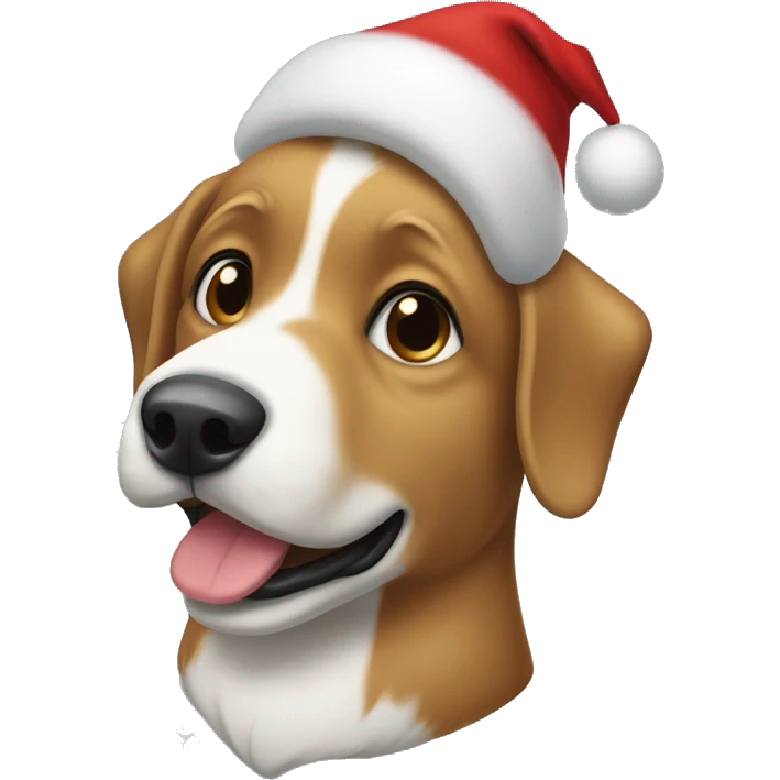 Ein Hund hat eine Weihnachts Mütze auf emoji