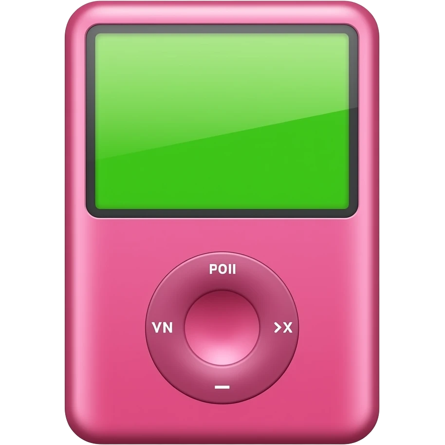 Pink iPod classic with lime green tinted screen emoji
