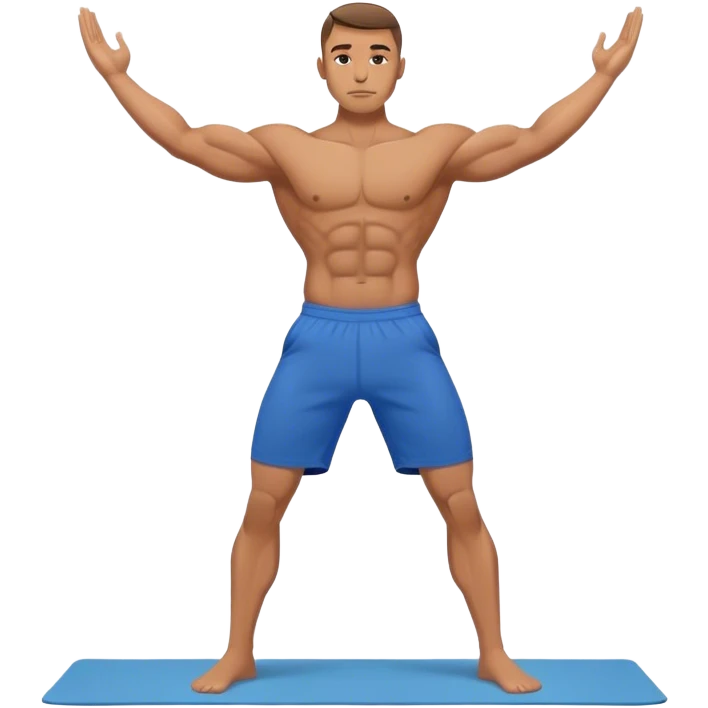 buff man blue shorts warrior-II-yoga emoji