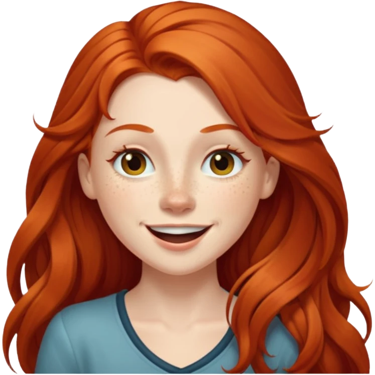 Excited long haired redhead winking emoji