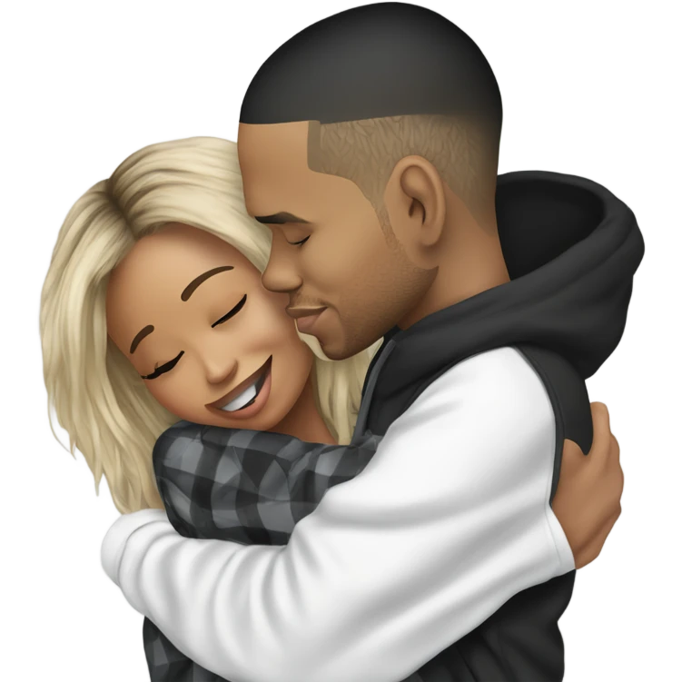 Hyper Realistic Chris Brown hugging Karruche Tran emoji