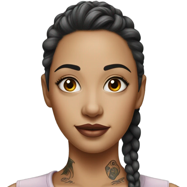 Hyper Realistic beautiful woman with a small tattoo emoji