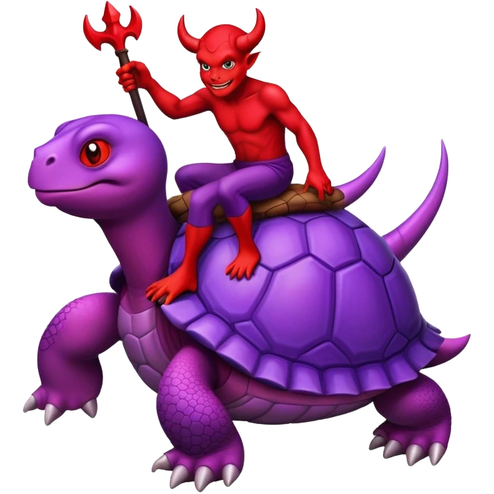 A devil riding a purple turtle emoji
