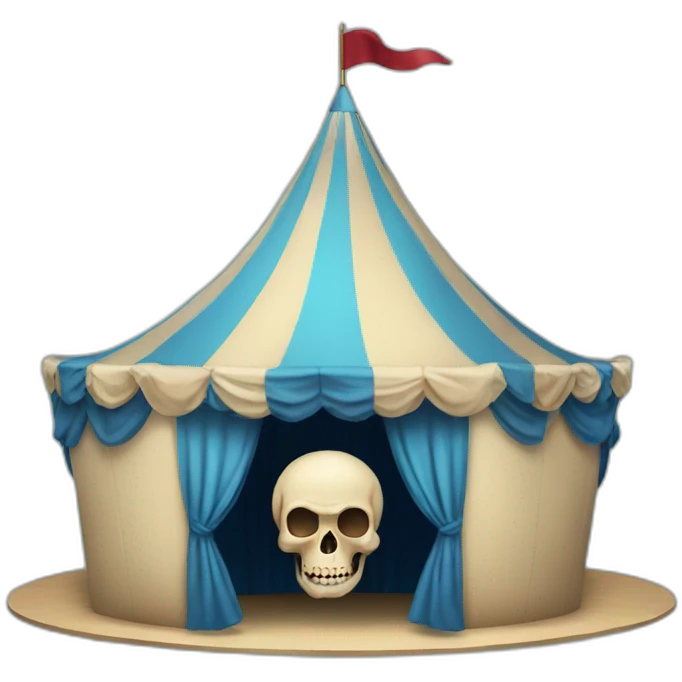 Blue and beige big top with a skull as entrance emoji