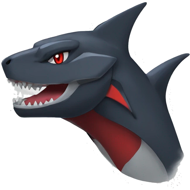 Black Cool Edgy Anthro Sharpedo-Sergal-Garchomp-Fakémon  with White and Red Edgy markings emoji