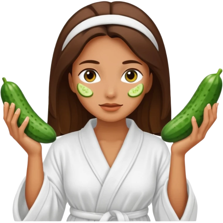 woman at the spa with cucumbers on her eyes and tan skin tone emoji