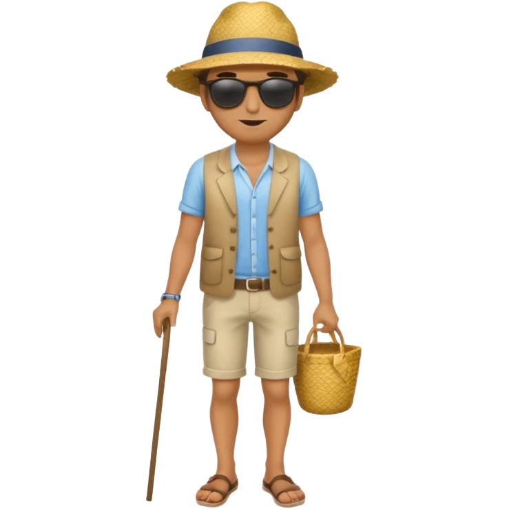 full body man with straw hat emoji