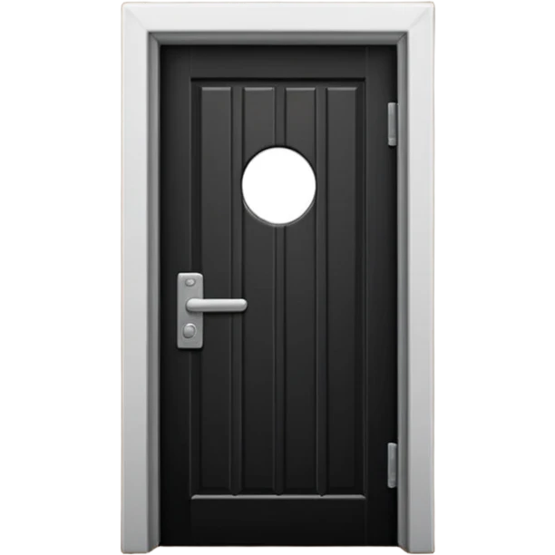 Minimalist emoji-style sticker of a closed door with a long shadow visible under the gap. Black and white, strong silhouette style.
 emoji