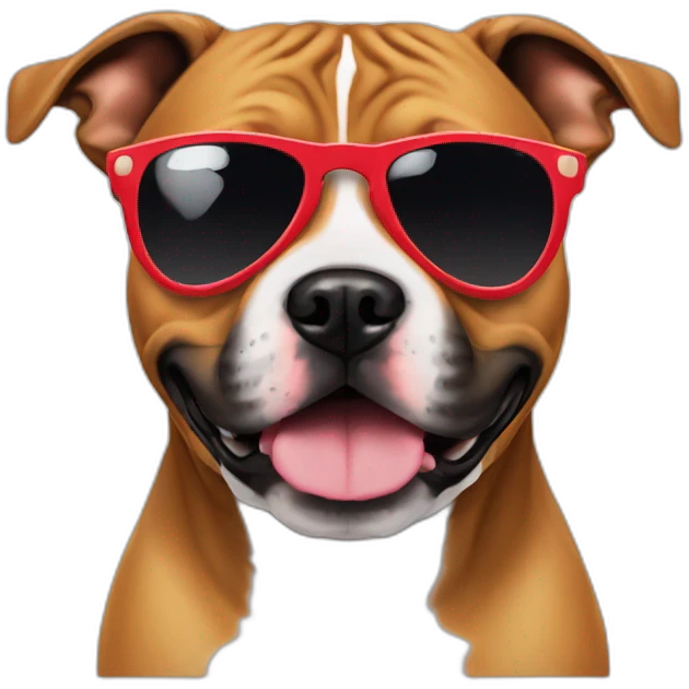 Staffordshire bull terrier in sunglasses emoji
