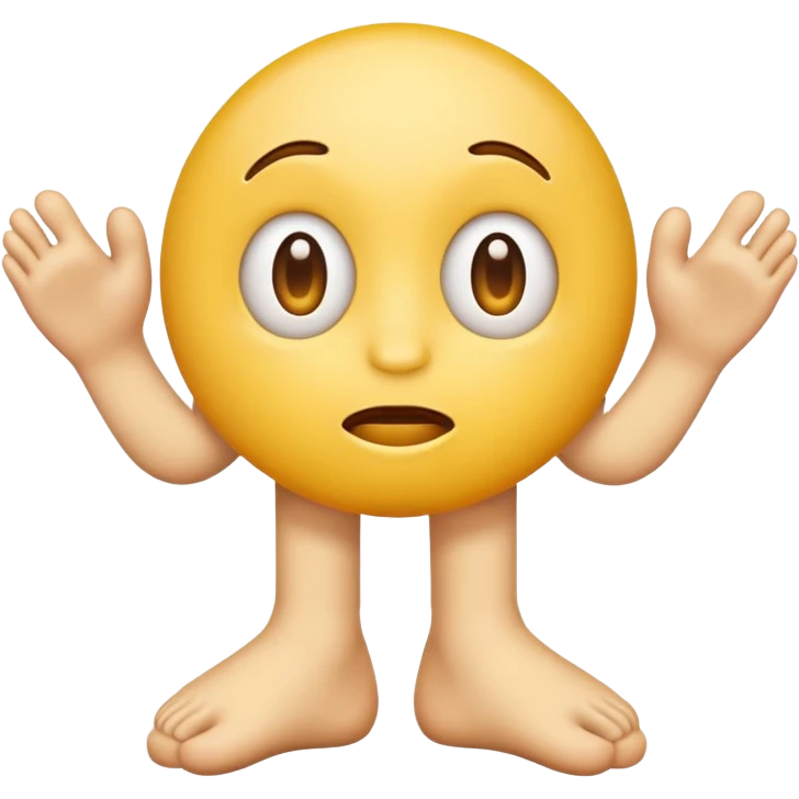 funny confused face yellow emoji with two feet  emoji