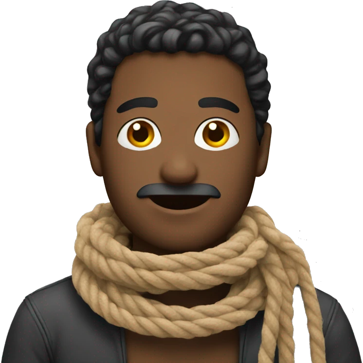 Man wearing a rope scarf emoji