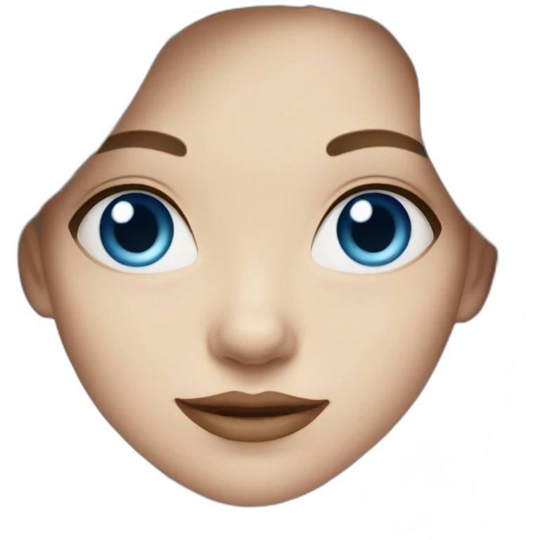 White woman with blue eyes and long wavy dark brown hairs emoji