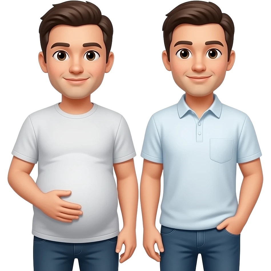 pregnant man emoji with another man standing next to him emoji