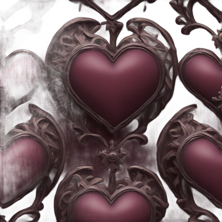 A burgundy heart with a black moon and a Gothic cross in the background emoji