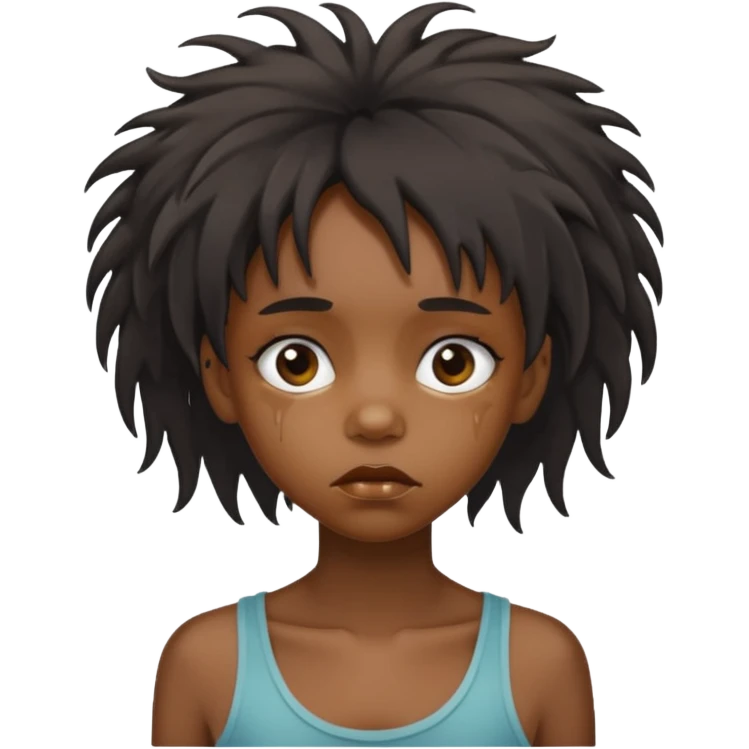 Homeless black girl starving emoji