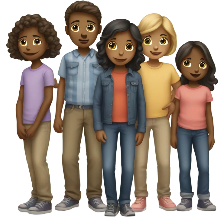 Seven siblings with four boys and three girls emoji