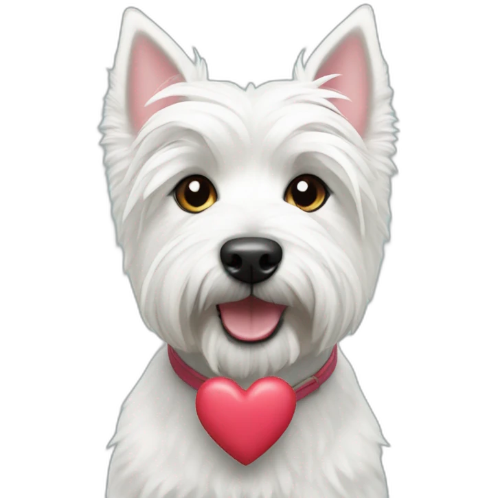 Westie with hearts emoji