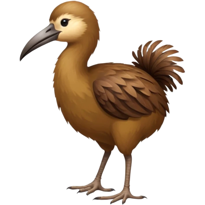 New Zeland kiwi bird on two feet with a long beak and round shape emoji
