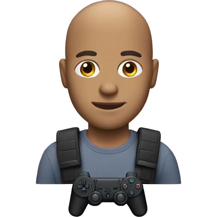 Bald man with PlayStation  emoji