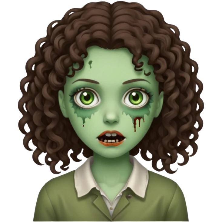 zombie brunette girl with curly, almost straight hair emoji