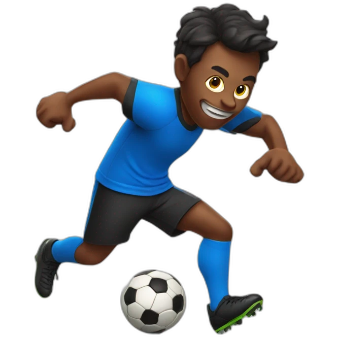 Devil playing soccer with a blue shirt emoji