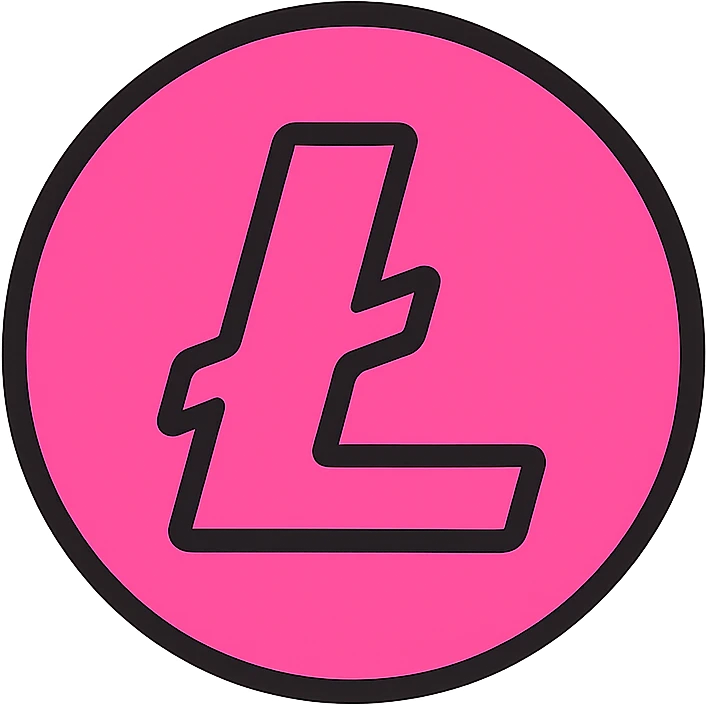 Litecoin logo in pink, clean and modern style emoji